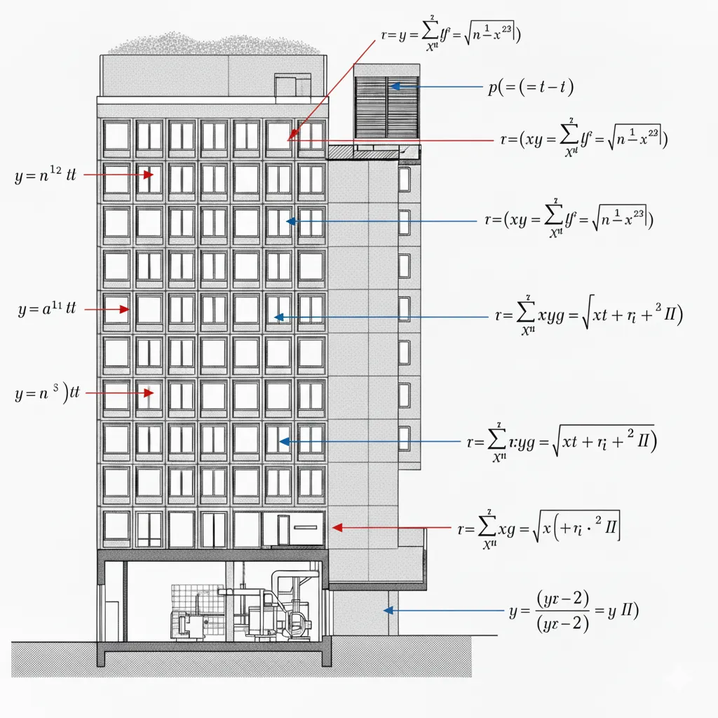 Visuel d'un bâtiment illustrant la complexité des méthodes de calcul thermique